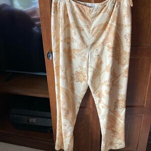 Paisley Print Pants in Cream and Tan